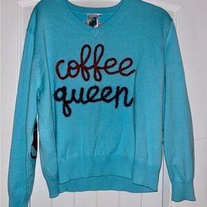 QUEEN OF SPARKLES Blue V-Neck Sweater